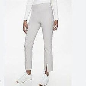 Athleta Wander Slim Straight Pants 16 Gray Casual Stretch Athleisure Split Hem‎
